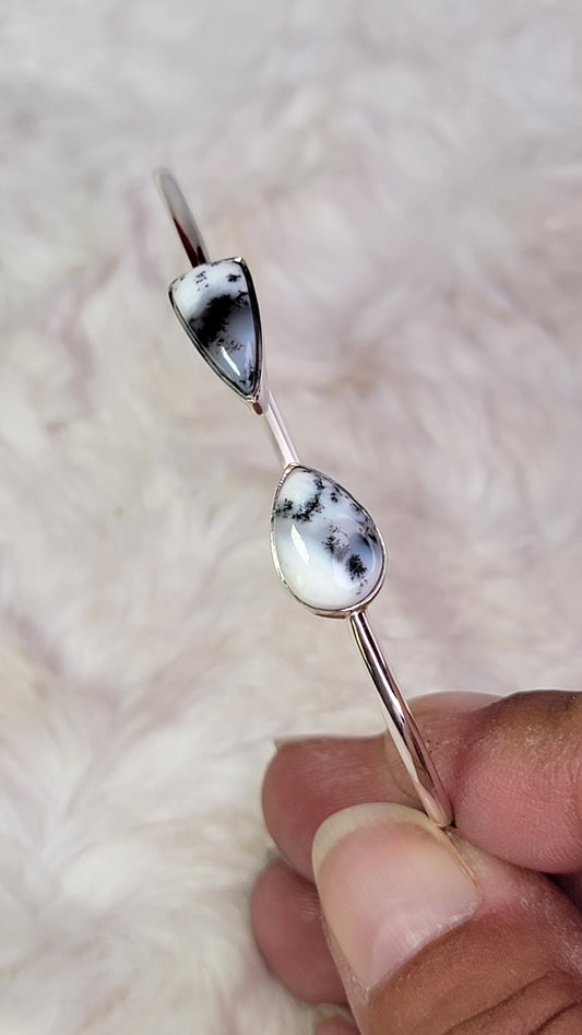 Dendritic Opal Sterling Silver Cuff Bracelet