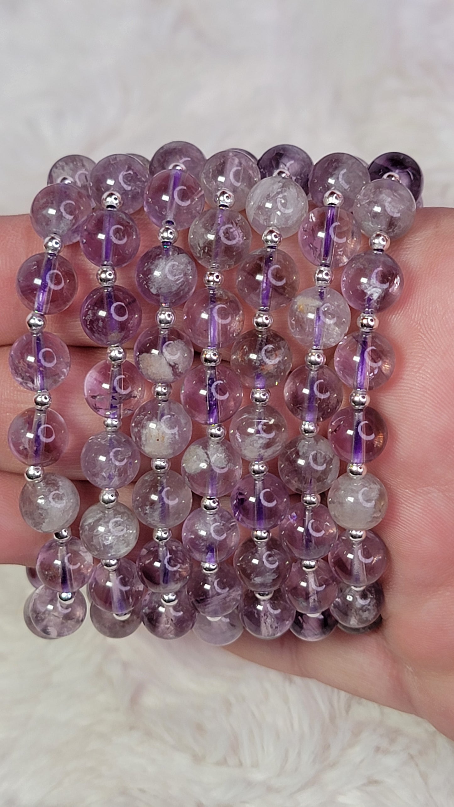 Amethyst Garden Quartz 8mm Crystal Bead Bracelet