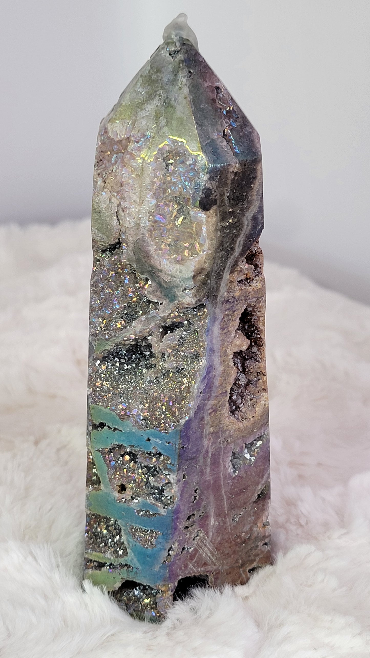 Crystal Jail Funds- Aura Coated Druzy Tower