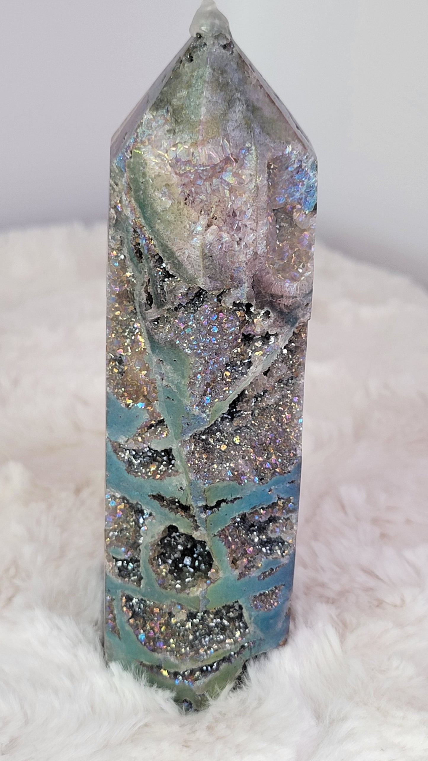 Crystal Jail Funds- Aura Coated Druzy Tower