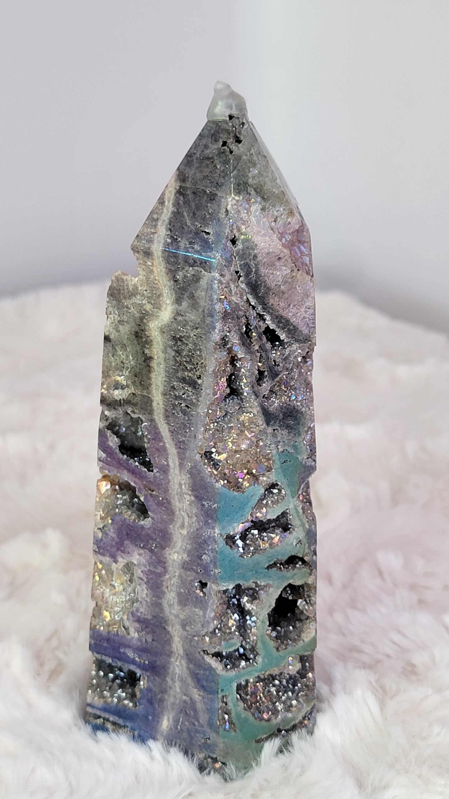 Crystal Jail Funds- Aura Coated Druzy Tower