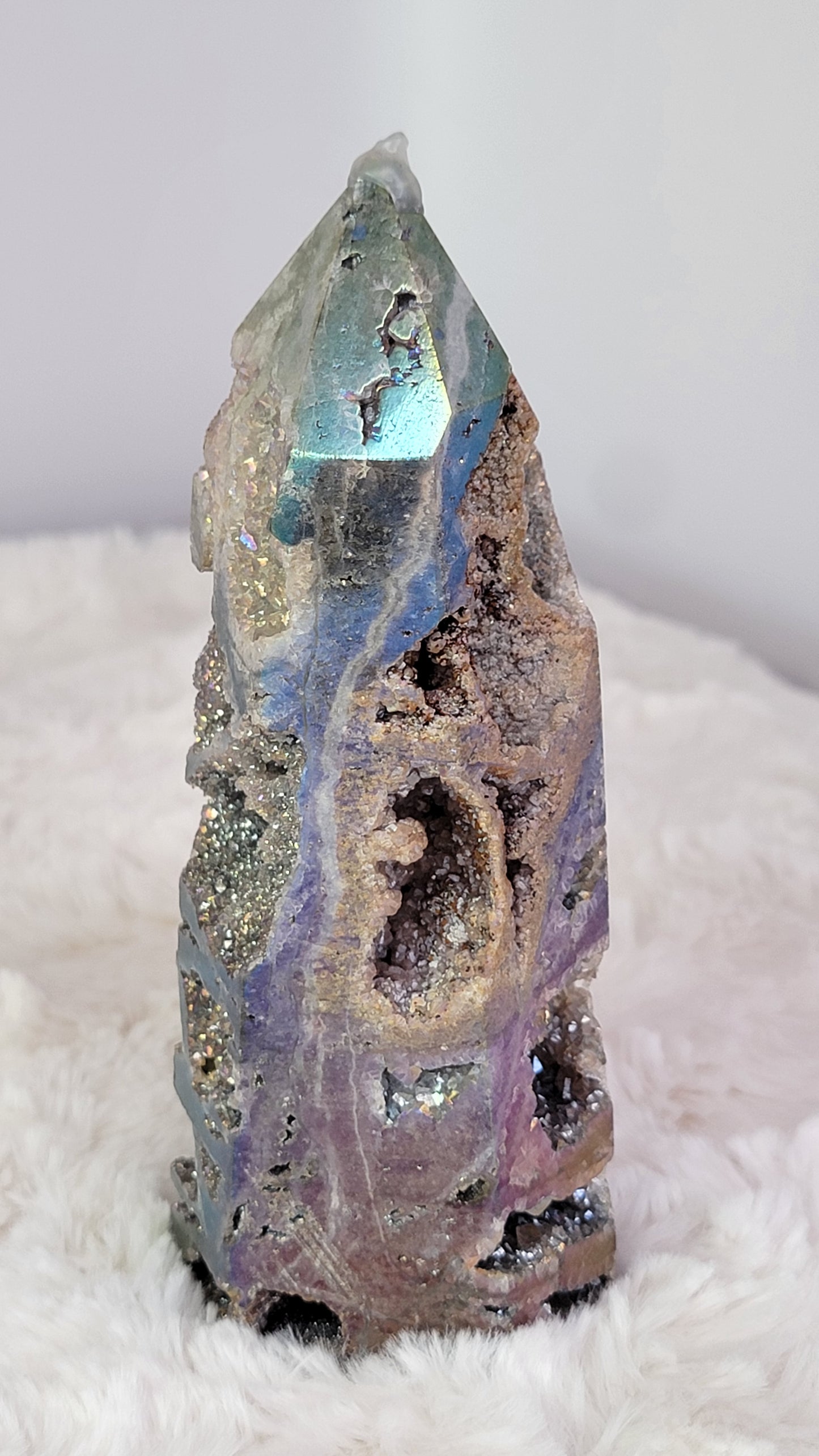 Crystal Jail Funds- Aura Coated Druzy Tower