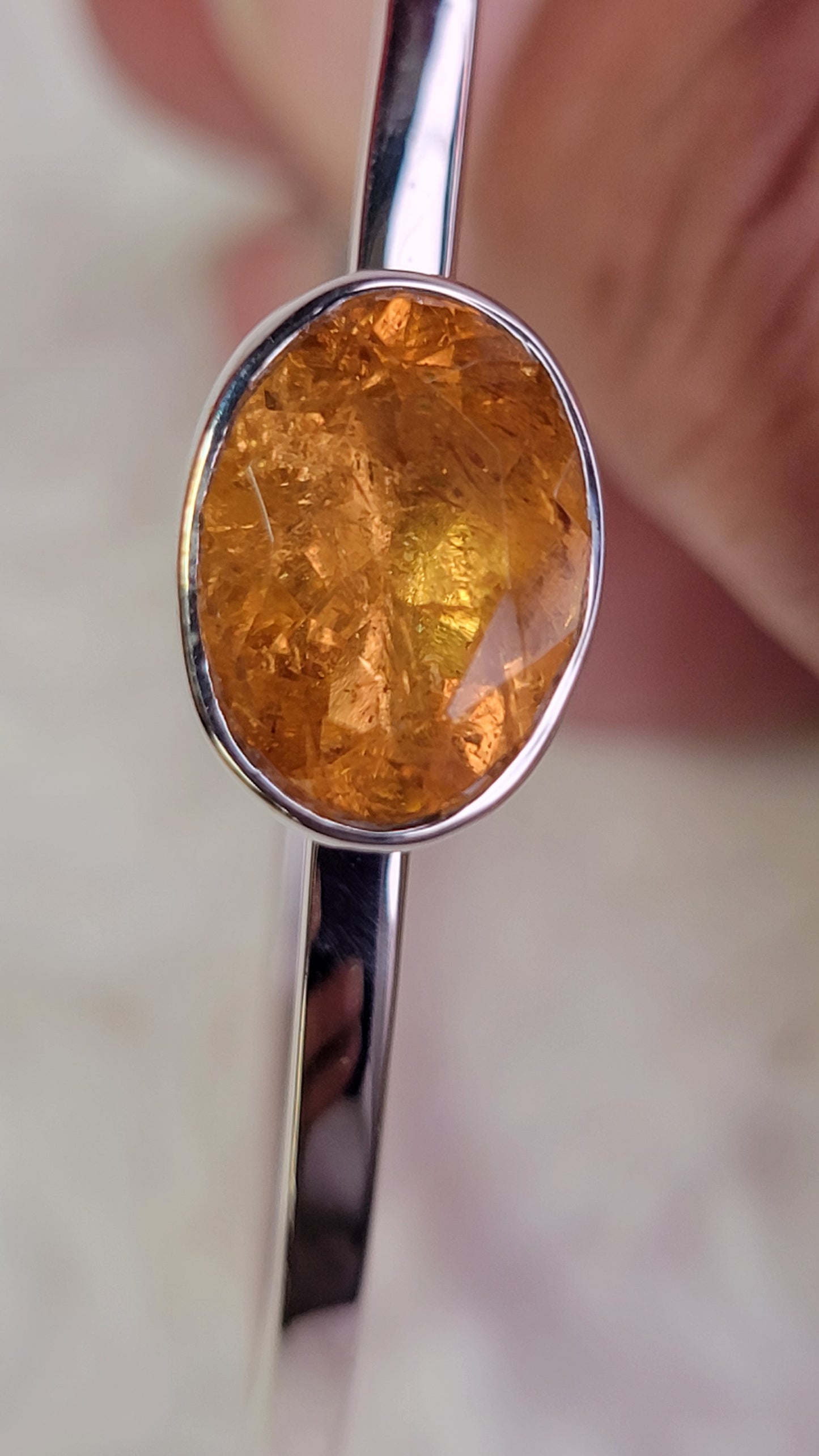 Faceted Citrine Sterling Silver Cuff Bracelet