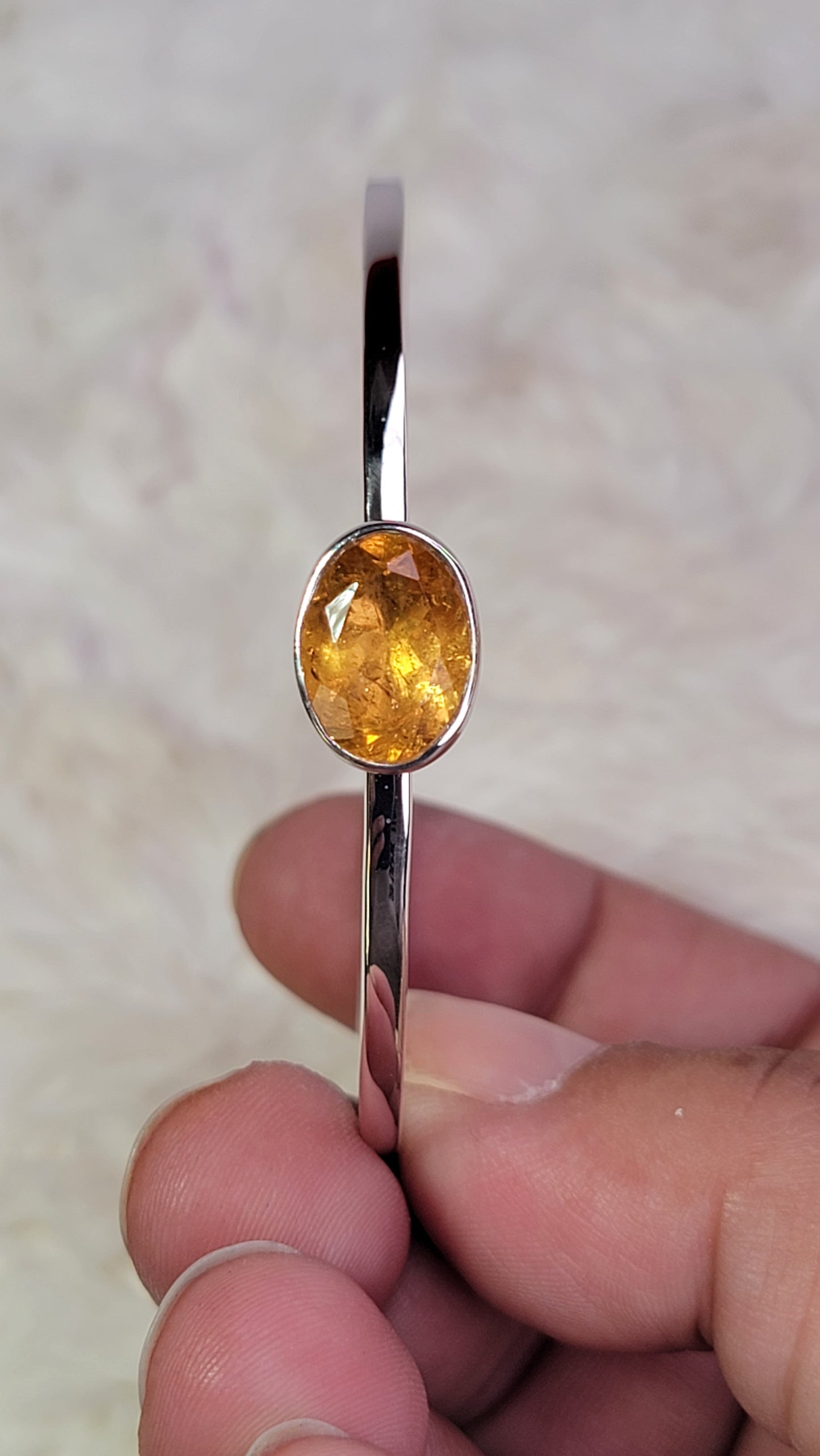 Faceted Citrine Sterling Silver Cuff Bracelet