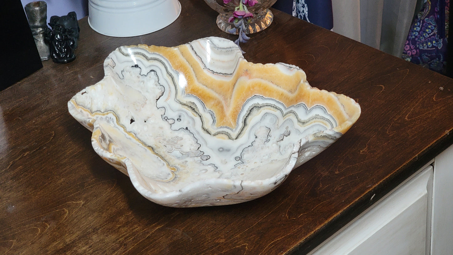 Zebra Calcite, Phantom Calcite Bowl