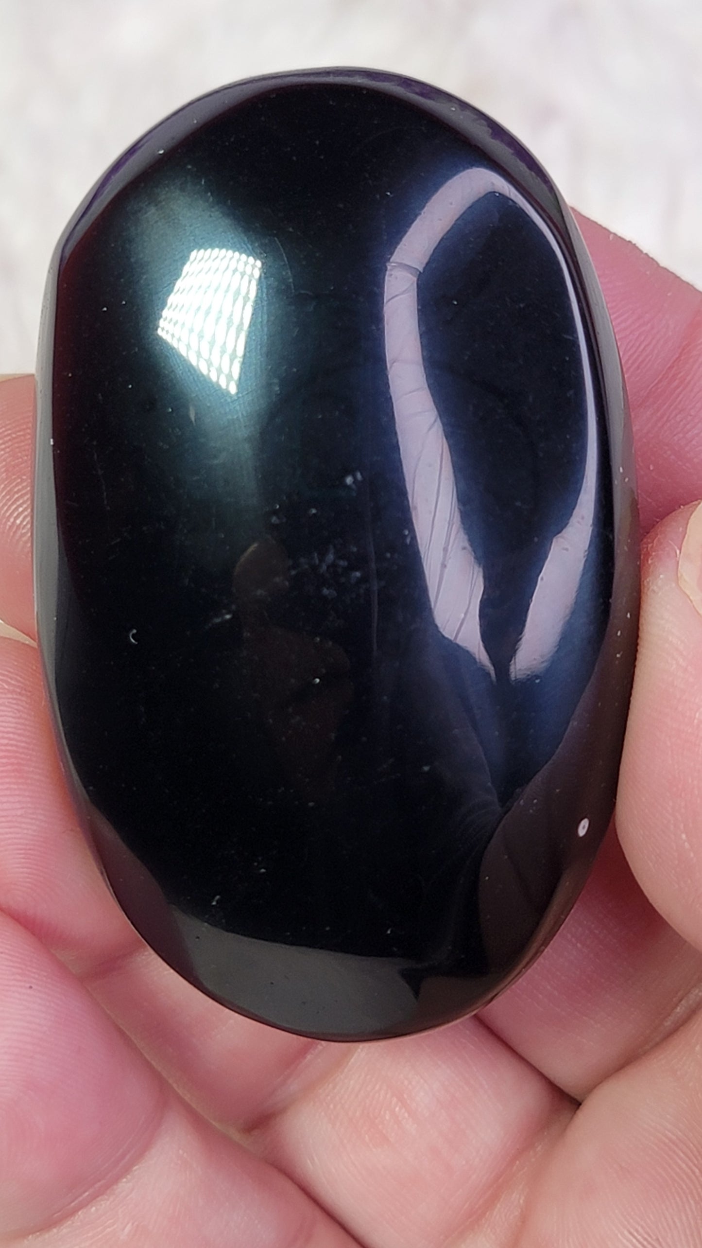 Obsidian Etched Palm Stone