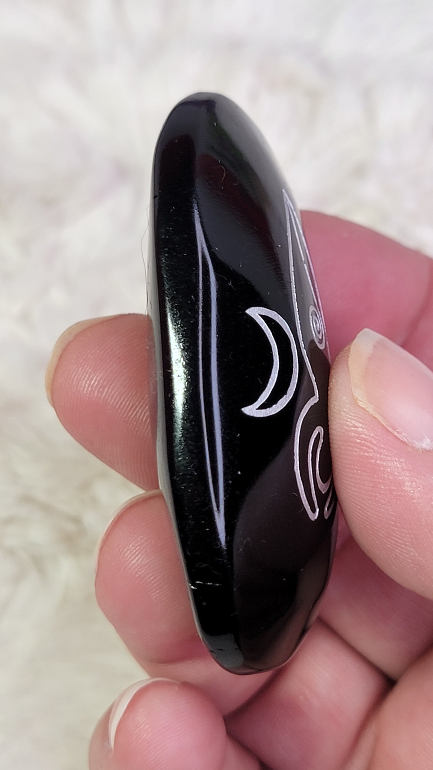 Obsidian Etched Palm Stone