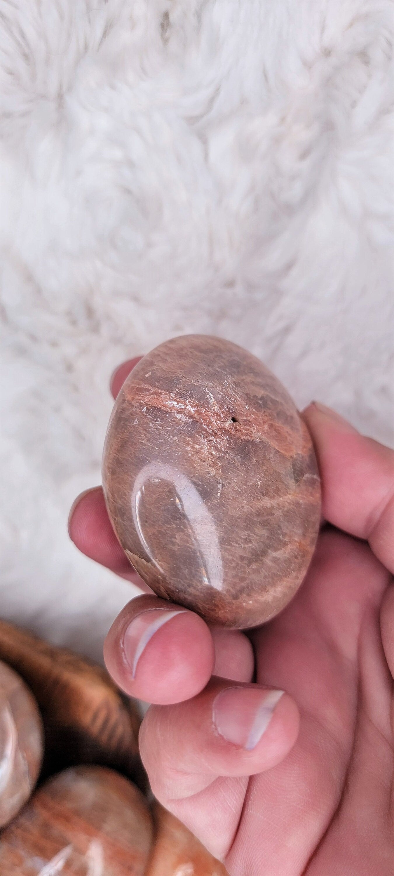 Peach Moonstone Palm Stones.