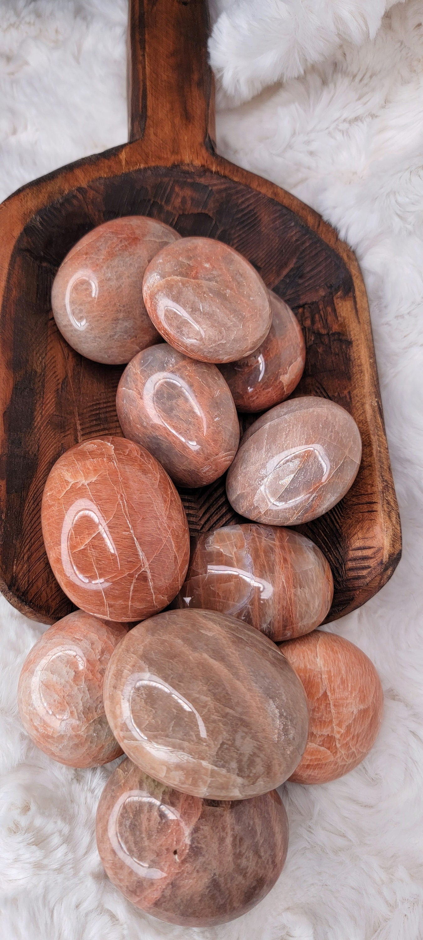 Peach Moonstone Palm Stones.